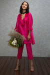 FUSHIA FLORAL KURTA SET