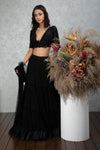 BLACK FLORAL LEHENGA SET