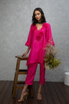 FUSHIA FLORAL KURTA SET